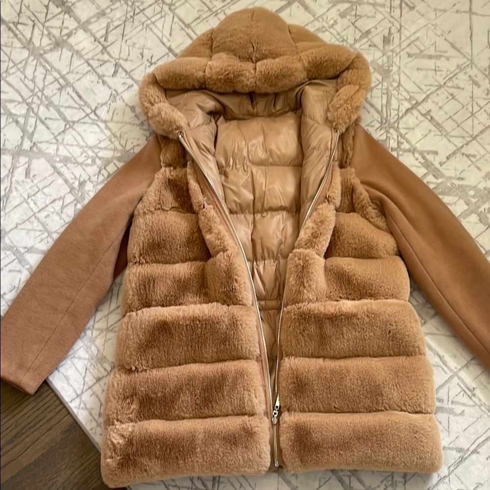 New Sam Edelman 2 ways Tan Puffer Coat